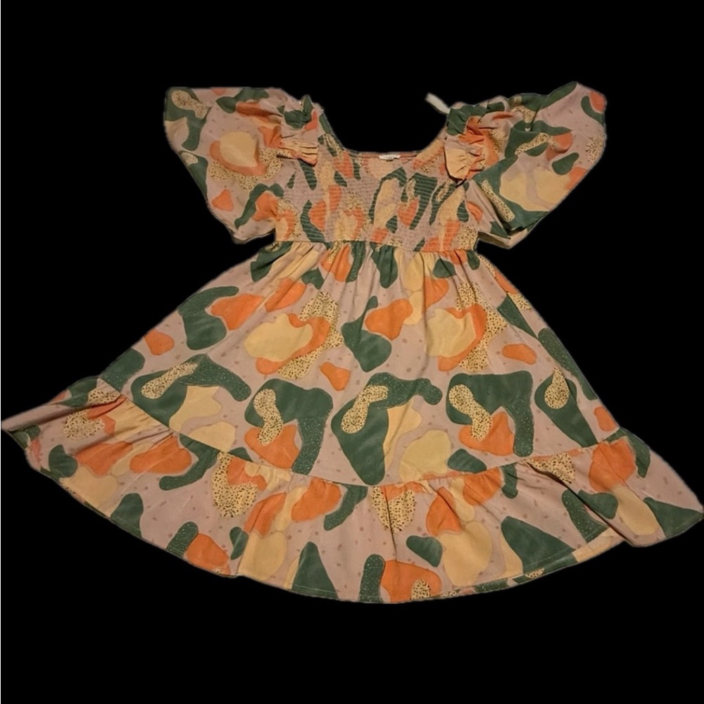 Jodifl Smocked Floral Tiered Dress Small Flutter Sleeve Boho Coastal Cowgirl